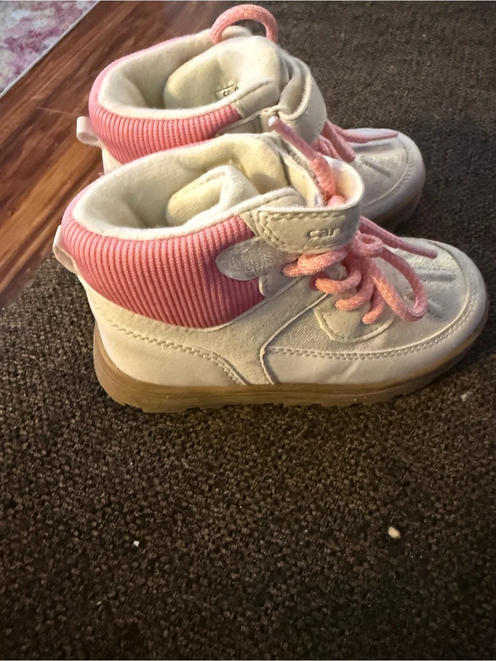 Carter's Cream and Pink Toddler High-Top Boots